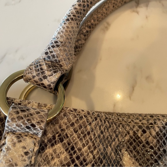 G.I.L.I. Python Snake print leather hobo bag gold tone hardware - Picture 7 of 11